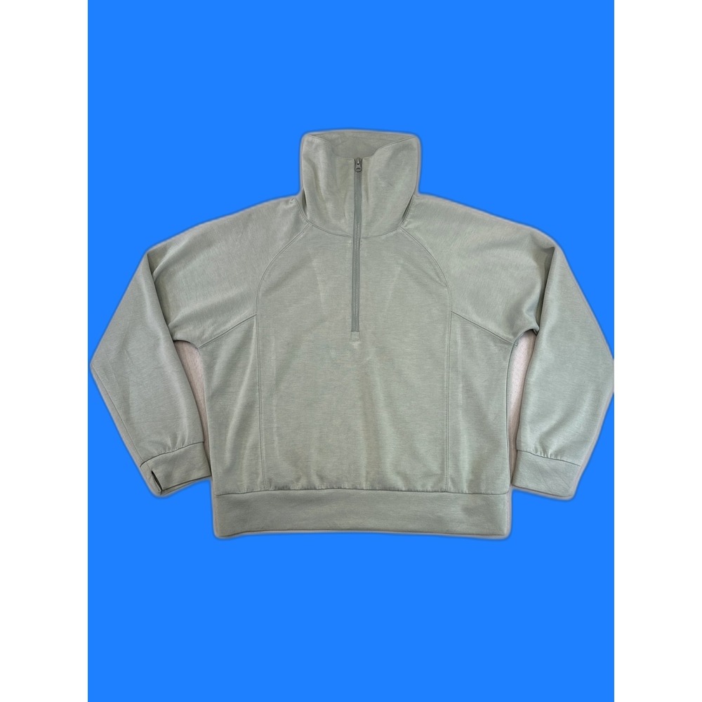ANRABESS Half Zip Sweatshirt M Mint Green Long Sleeve Relaxed Fit Fleece